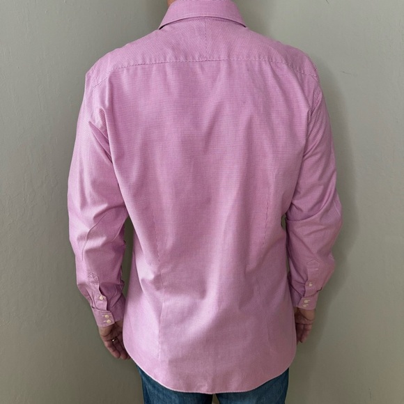 TED BAKER Endurance Classic Fit Flip Cuff Button Up Shirt Pink Cotton Size 17 - Picture 8 of 16